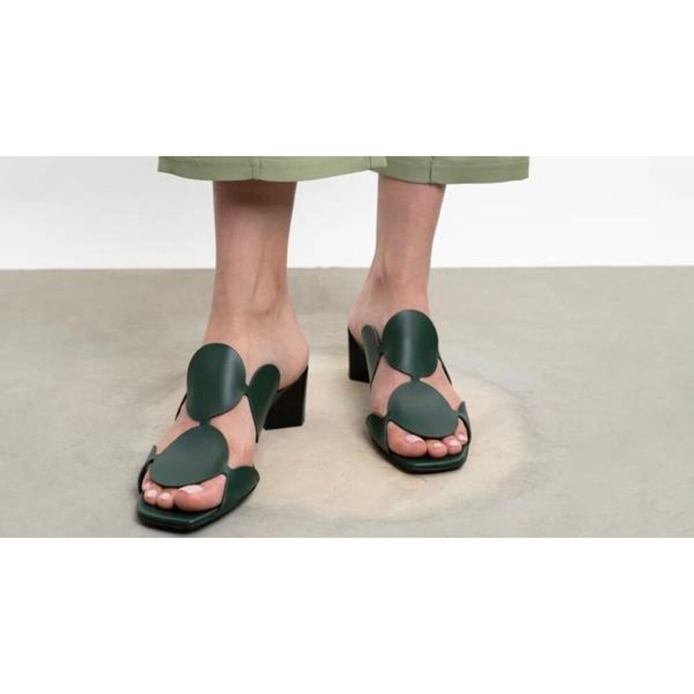Pierre Hardy Bulles Mules Sandals in Calf Dark Green 39.5